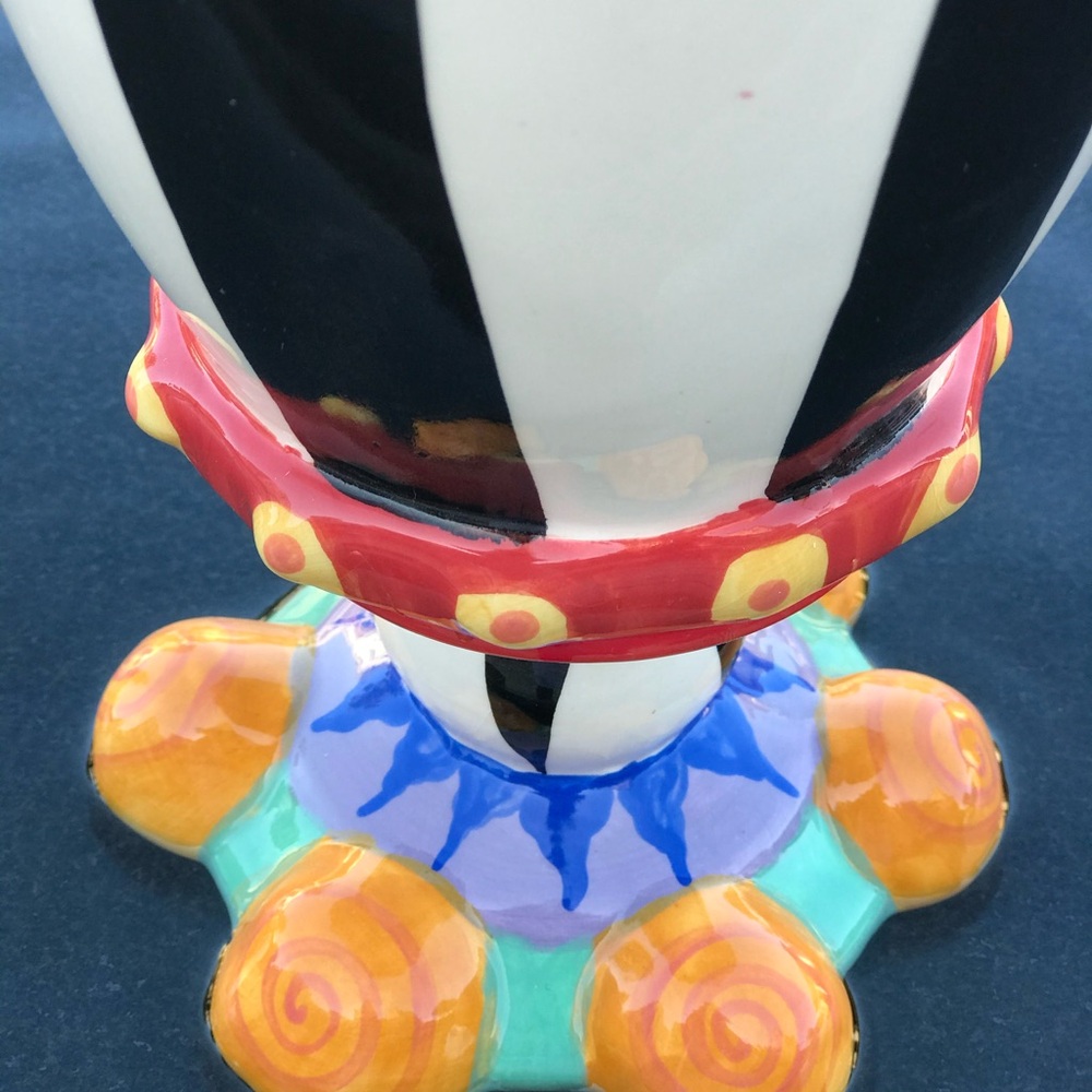 Mardi Gras / Jester Whimsical Multicolor Ceramic  Vase - Picture 6 of 7